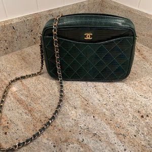 Authentic Chanel lizard camera bag